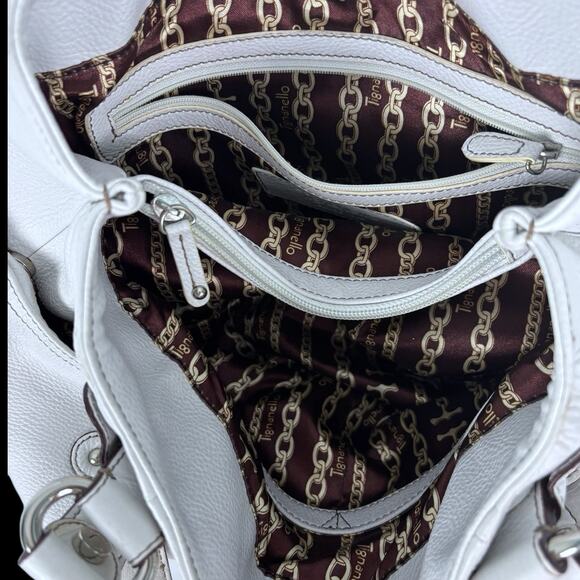 Tignanello Perfect 10 White Leather Purse Shoulder Bag S - Picture 10 of 12
